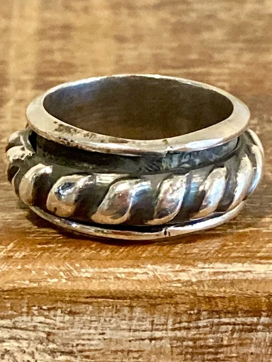 Sterling Silver 925 Mexico Rope Spinner Ring Size 7 - Picture 4 of 15